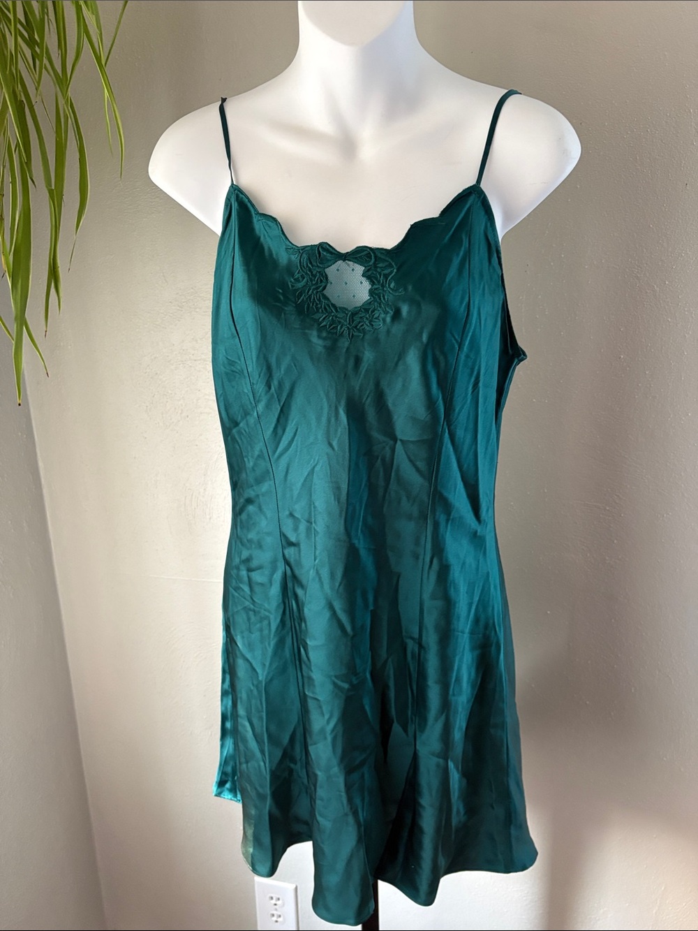 Silky Green Slip Dress Nightgown